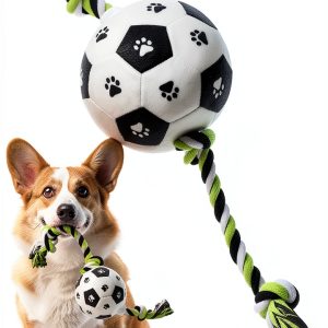 QDAN Dog Rope Toys Durable Cotton Interactive Play Soccer-0