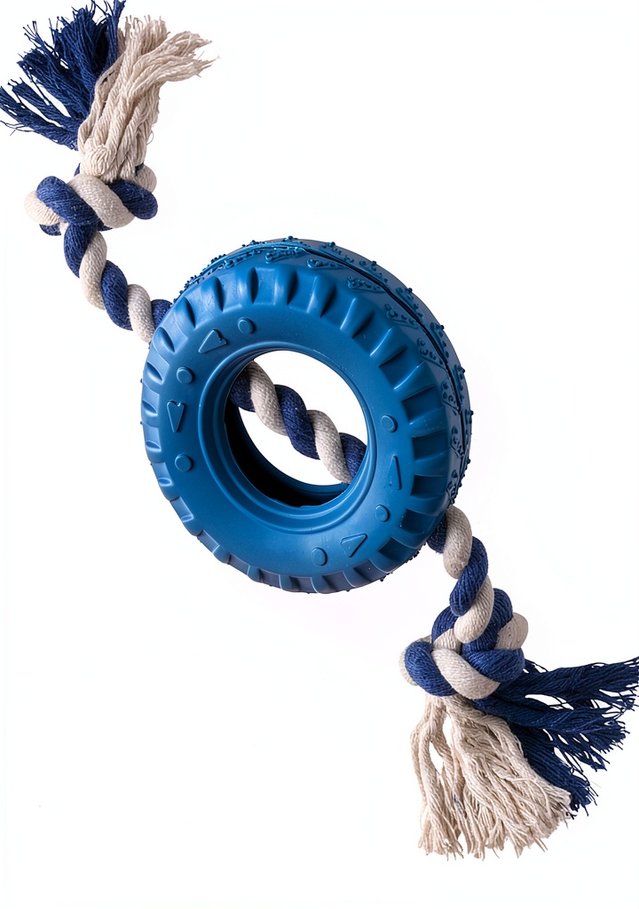 Pet Passion Dog Rope Toy being tugged by a Labrador Retriever in a backyard