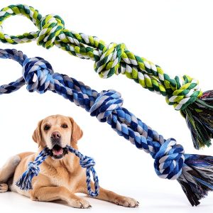 TLAZZ Dog Rope Toy Cotton Tug Chew Dental Cleaning Medium-0