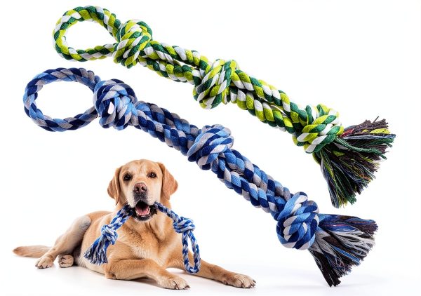 TLAZZ Dog Rope Toy Cotton Tug Chew Dental Cleaning Medium-0