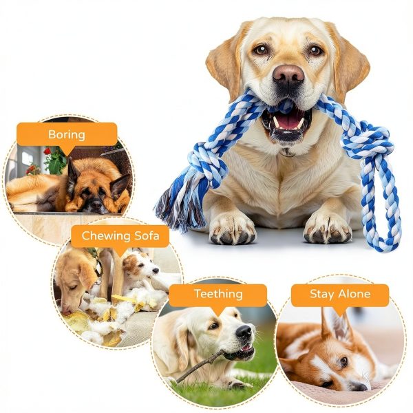 TLAZZ Dog Rope Toy Cotton Tug Chew Dental Cleaning Medium-6