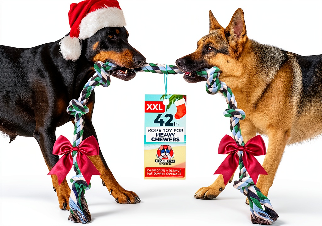 Installing Pacific Pups XXL Dog Rope Toy Cotton Tug of War for Large on a wooden floor