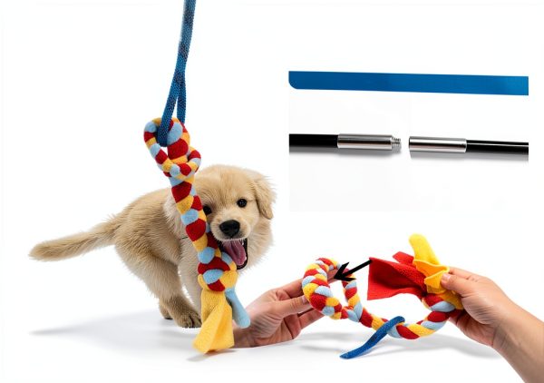 Dewonch Dog Flirt Pole Stainless Steel Rope Toy Exercise-5