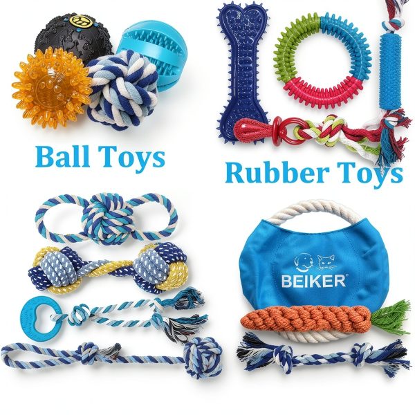 Beiker Dog Rope Toys 15 Pack Chew Teething Interactive Play-1