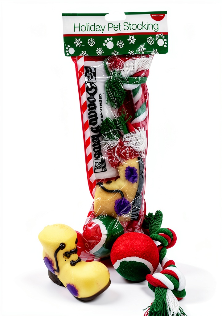 K&H Christmas dog toy set in use with golden retriever during holiday play session