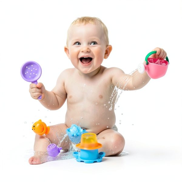 Fajiabao Bath Toys BPA Free Stackable Cups Water Play-6