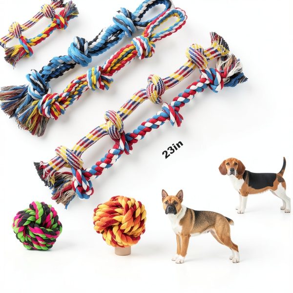 LosFong Dog Rope Toy Heavy Duty Cotton Chew Interactive-6