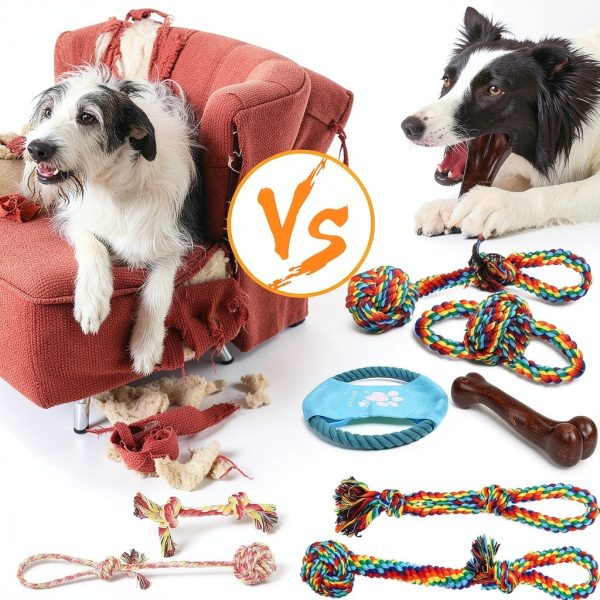 XLMYS Dog Rope Toys Chew Proof Interactive Play Set-3