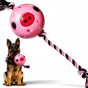 QDAN Dog Rope Toy Interactive Play Training Soccer Ball-0