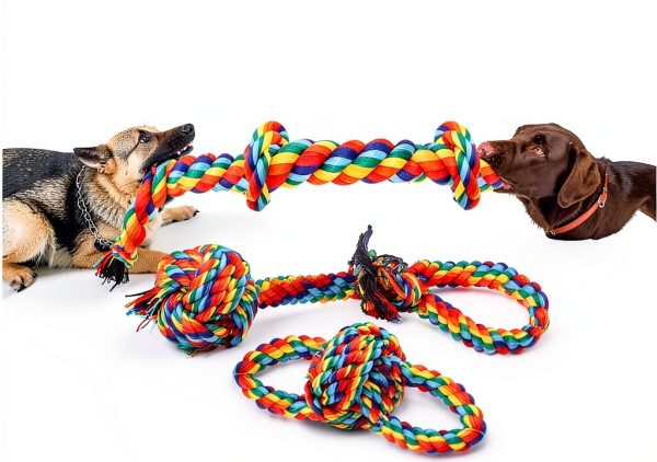XLMYS Dog Rope Toys Chew Proof Interactive Play Set-1