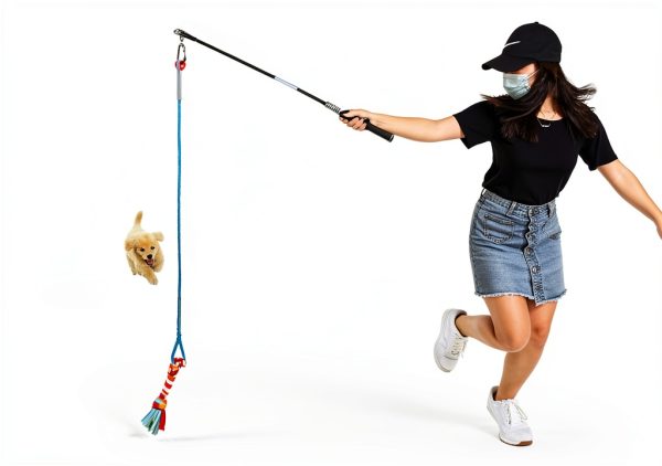 Dewonch Dog Flirt Pole Stainless Steel Rope Toy Exercise-1