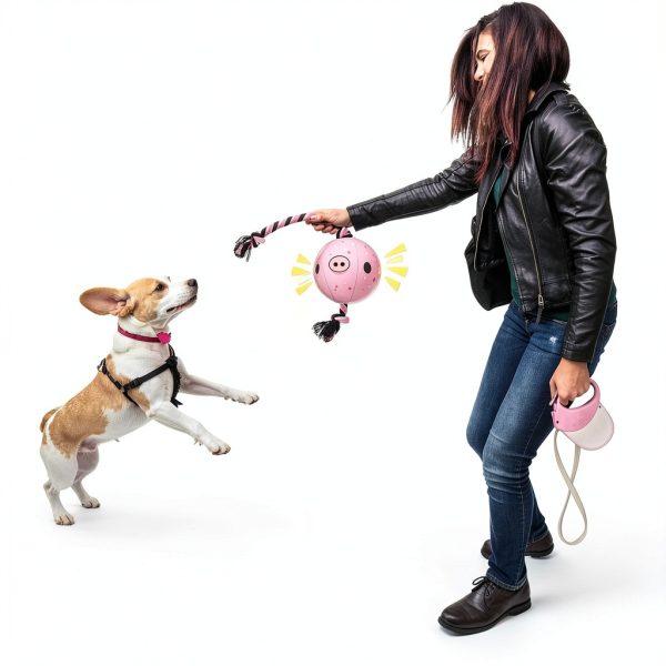 QDAN Dog Rope Toy Interactive Play Training Soccer Ball-5