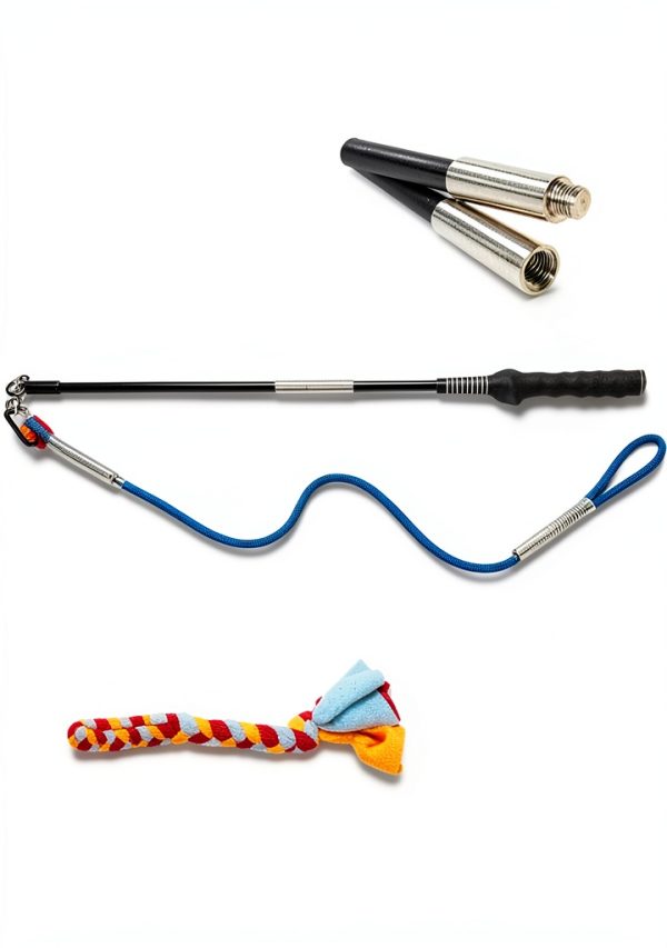 Dewonch Dog Flirt Pole Stainless Steel Rope Toy Exercise-4