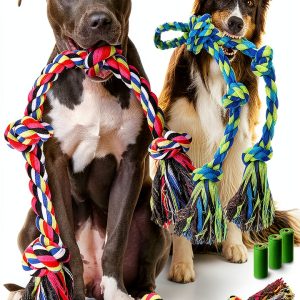 Forfon Dog Rope Toys Set Durable Chew Dental Care Large Dogs-0