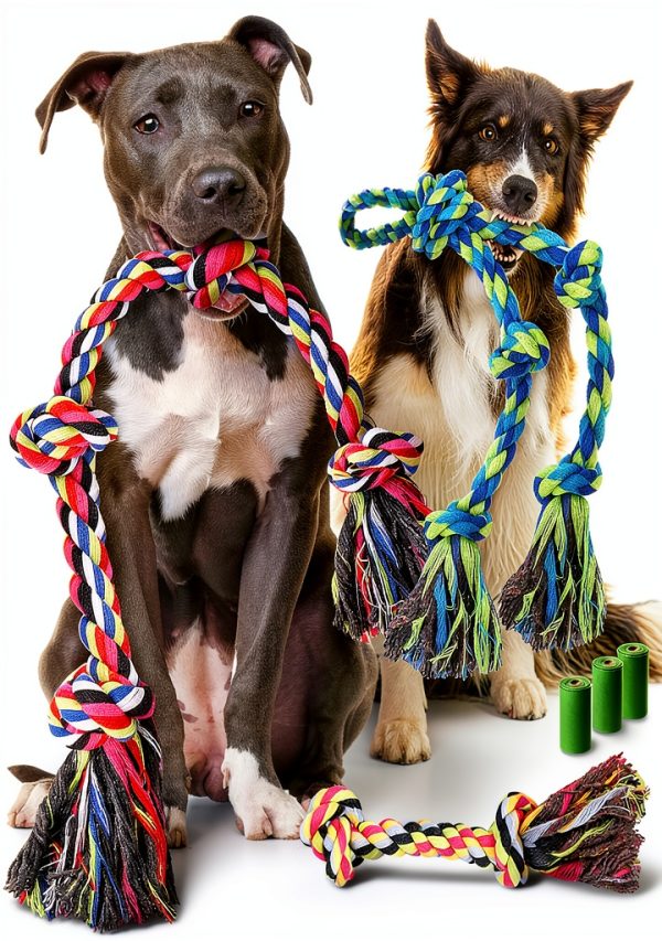 Forfon Dog Rope Toys Set Durable Chew Dental Care Large Dogs-0