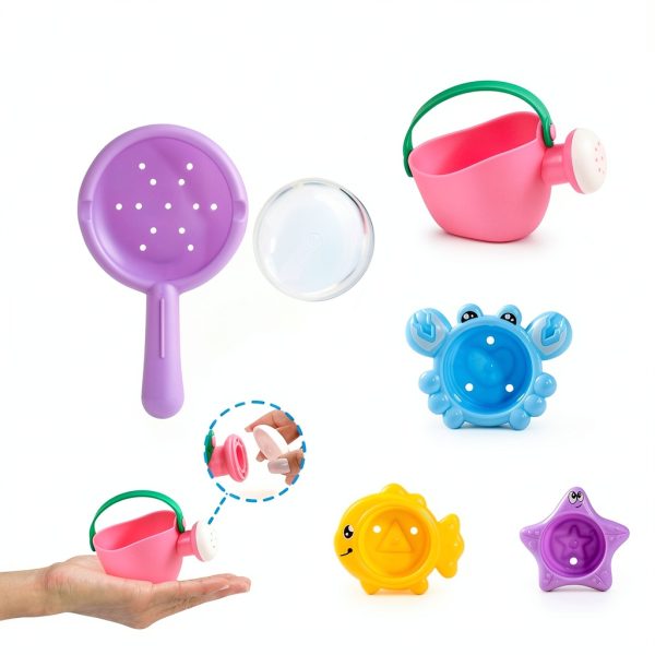 Fajiabao Bath Toys BPA Free Stackable Cups Water Play-2
