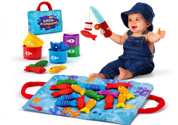 CubicFun Montessori Fishing Toy Felt Stacking Toddler Game-0
