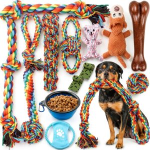 XLMYS Dog Rope Toys Chew Proof Interactive Play Set-0