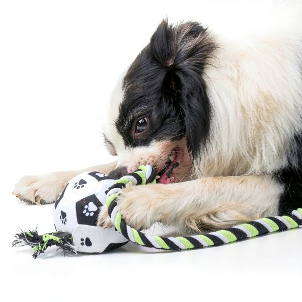QDAN Dog Rope Toys Interactive Soccer Ball Durable Cotton-5