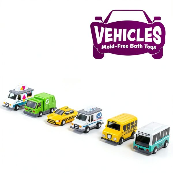 Mold Free Bath Toys Tub Works City Cars for Babies and-2