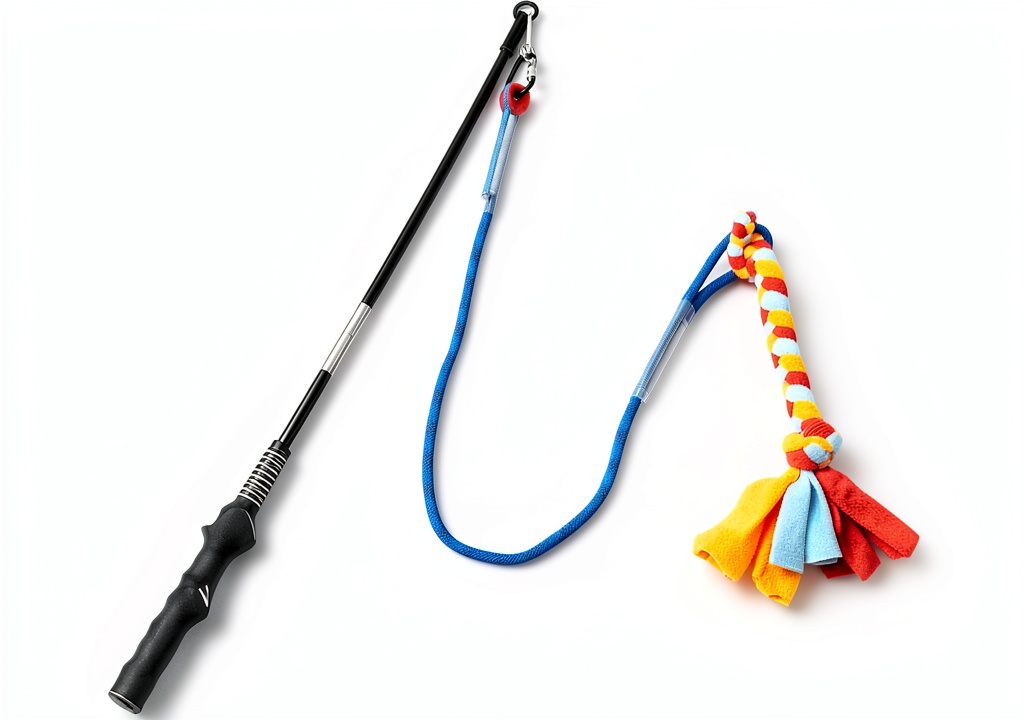 Installing Dewonch Dog Flirt Pole Stainless Steel Rope Toy Exercise on a wooden desk