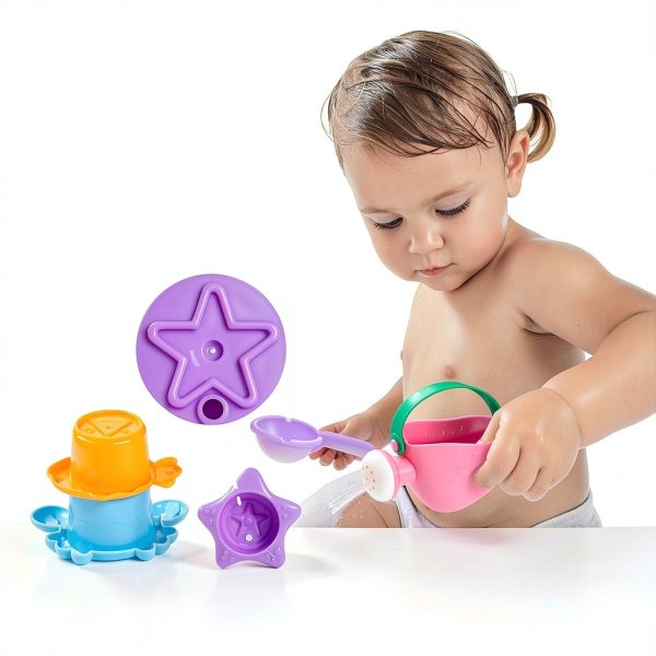 Fajiabao Bath Toys BPA Free Stackable Cups Water Play-1