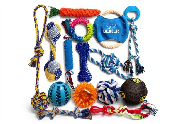 Beiker Dog Rope Toys 15 Pack Chew Teething Interactive Play-0