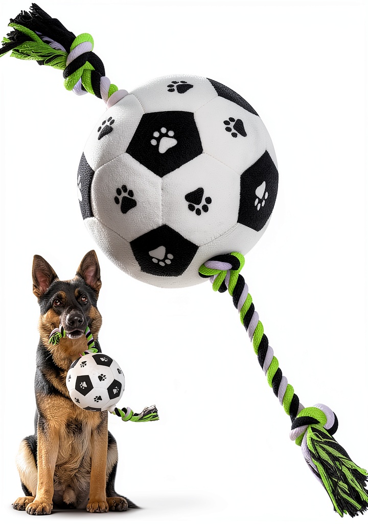 QDAN Dog Rope Toy in use during outdoor fetch game