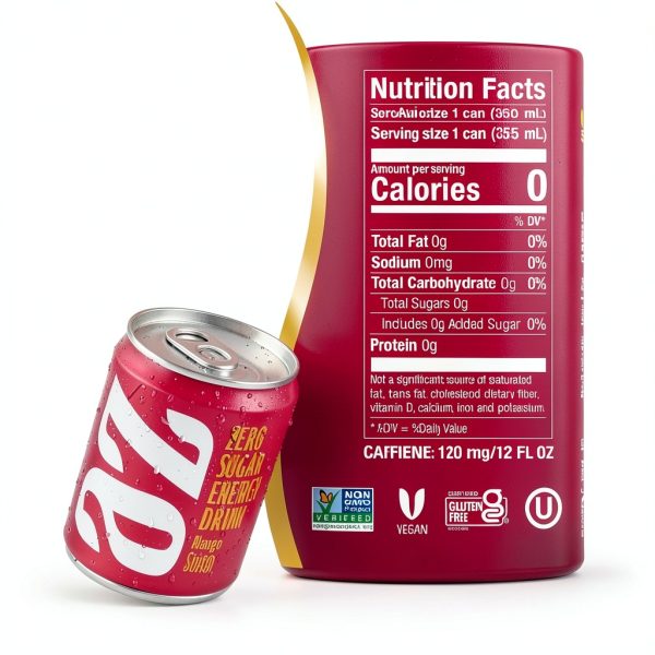 Zevia Zero Sugar Energy Drink Variety Pack 12oz Cans Natural Stevia-1