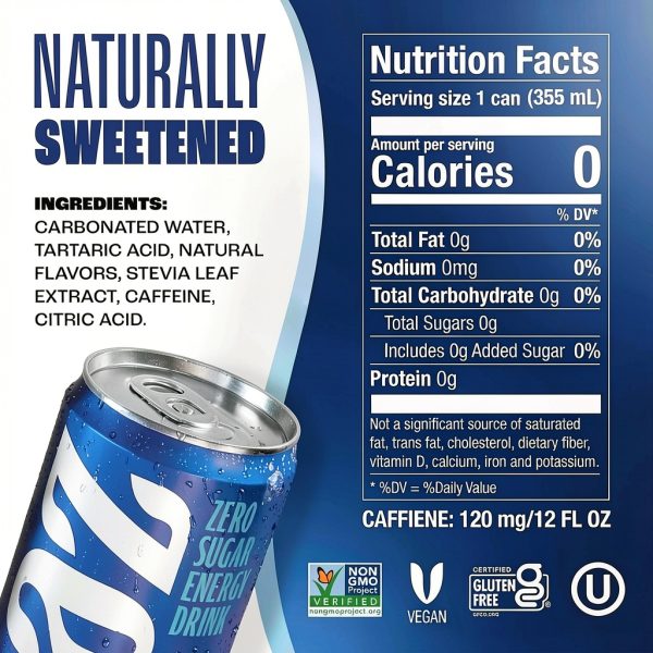 Zevia Zero Sugar Energy Drink 12oz Classic Pack Variety Natural-1
