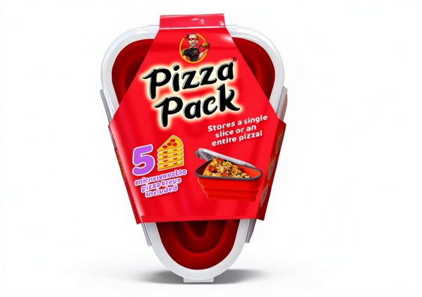 Pizza Storage Container Perfect Pizza Pack™ Reusable 5‑Tray Set Red-0