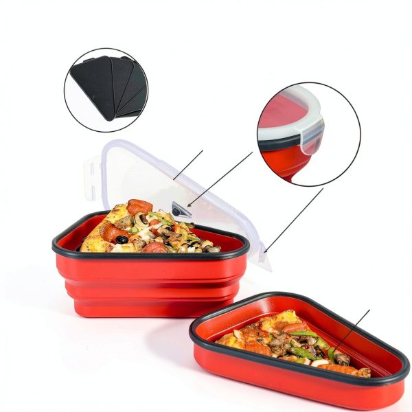 Pizza Storage Container Perfect Pizza Pack™ Reusable 5‑Tray Set Red-5
