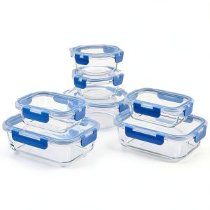 Amazon Basics Glass Food Storage Set with Locking Lids 14-Piece-0