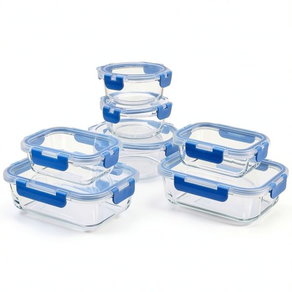 Amazon Basics Glass Food Storage Set with Locking Lids 14-Piece-0